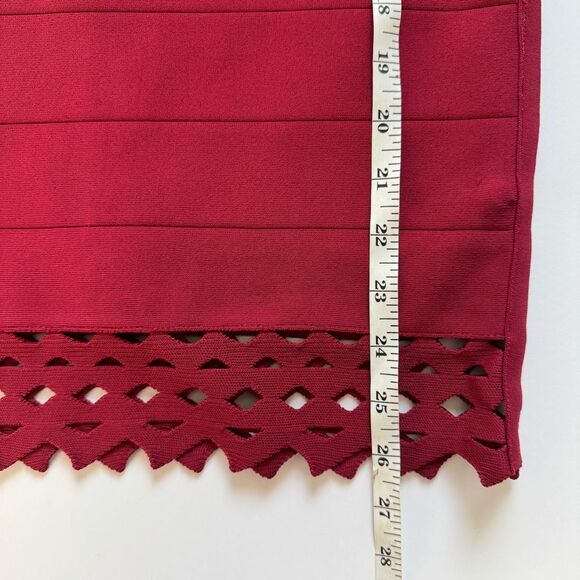 Susana Monaco Burgundy Red Bandage Eyelet Off Shoulder Dress Size Medium NWT - Picture 5 of 6
